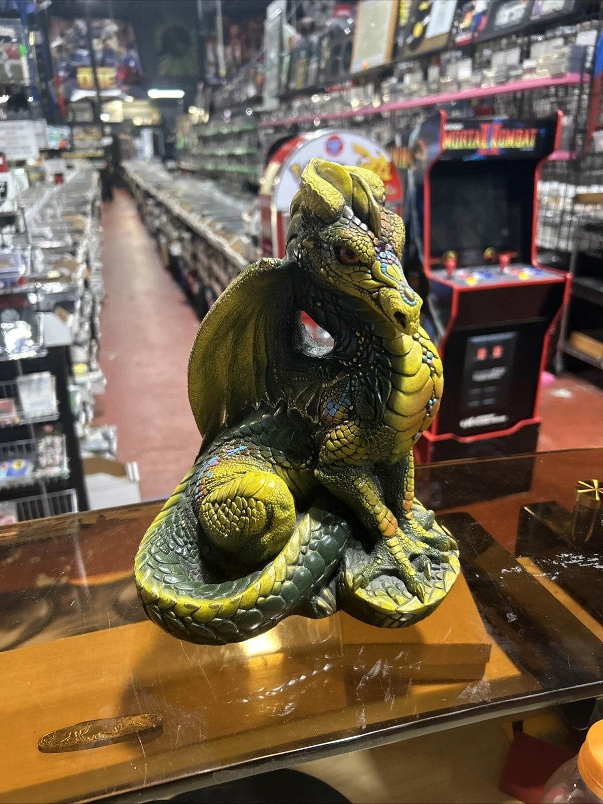 Vintage Windstone Editions Pena Turquoise Green Gold Retired 1986 Dragon Flaw