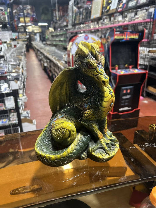 Vintage Windstone Editions Pena Turquoise Green Gold Retired 1986 Dragon Flaw