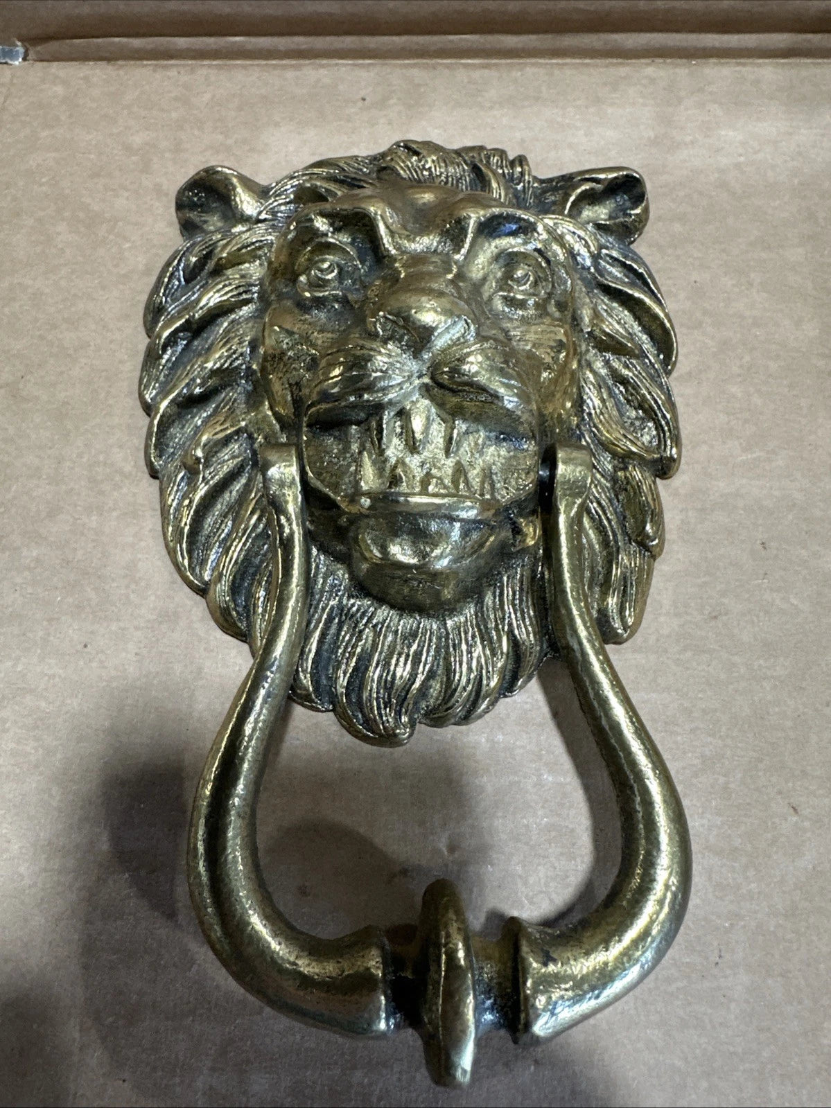 Vtg DOOR KNOCKER CAST SOLID BRASS REGAL LION'S HEAD