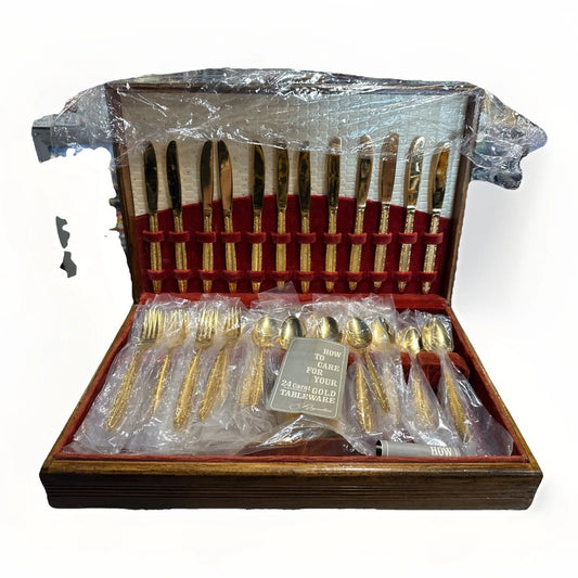 Royaltin Silverware Flatware Set 24k Gold Electroplated MCM