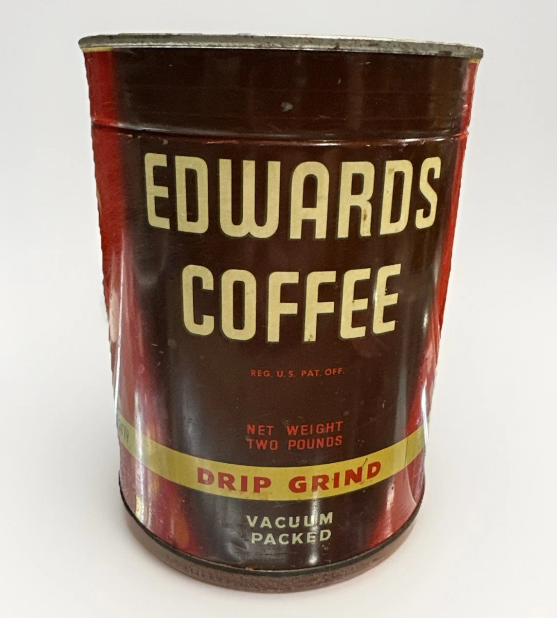 RARE SEALED Antique Vtg 2 Lb Edward’s Coffee Can W/ Attached KEY