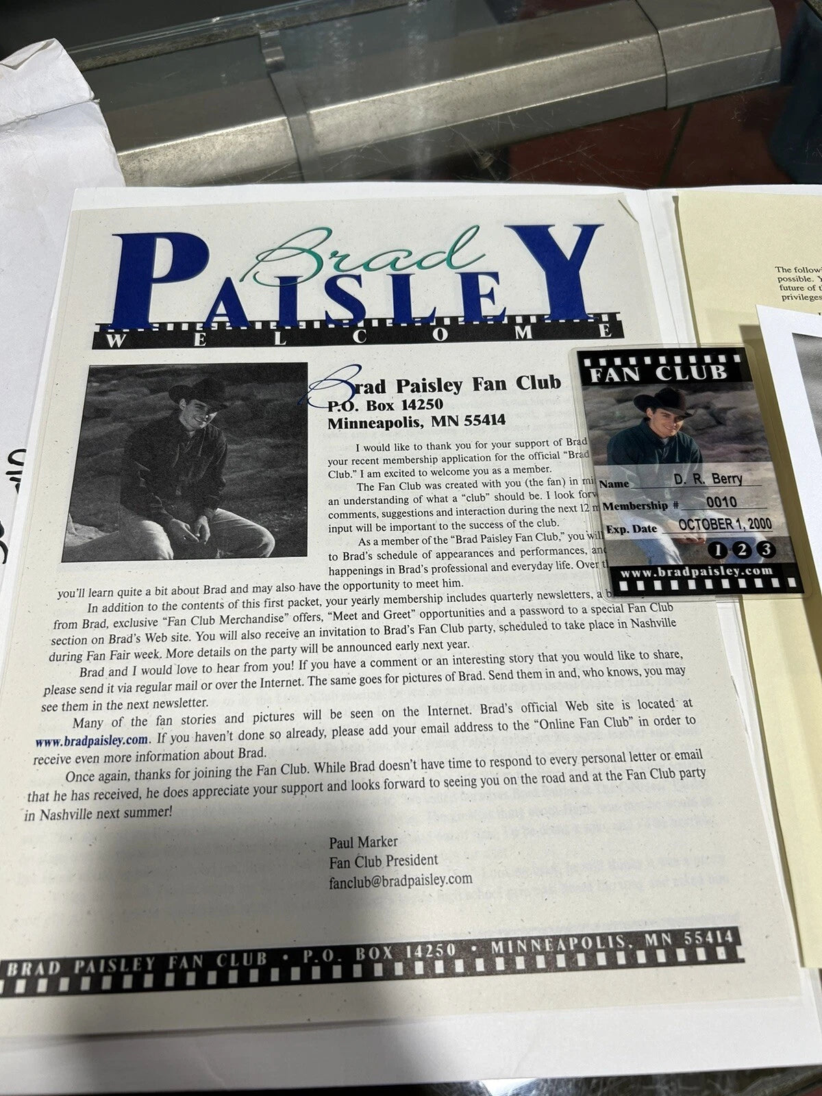 Brad Paisley Fan Club Memorabilia