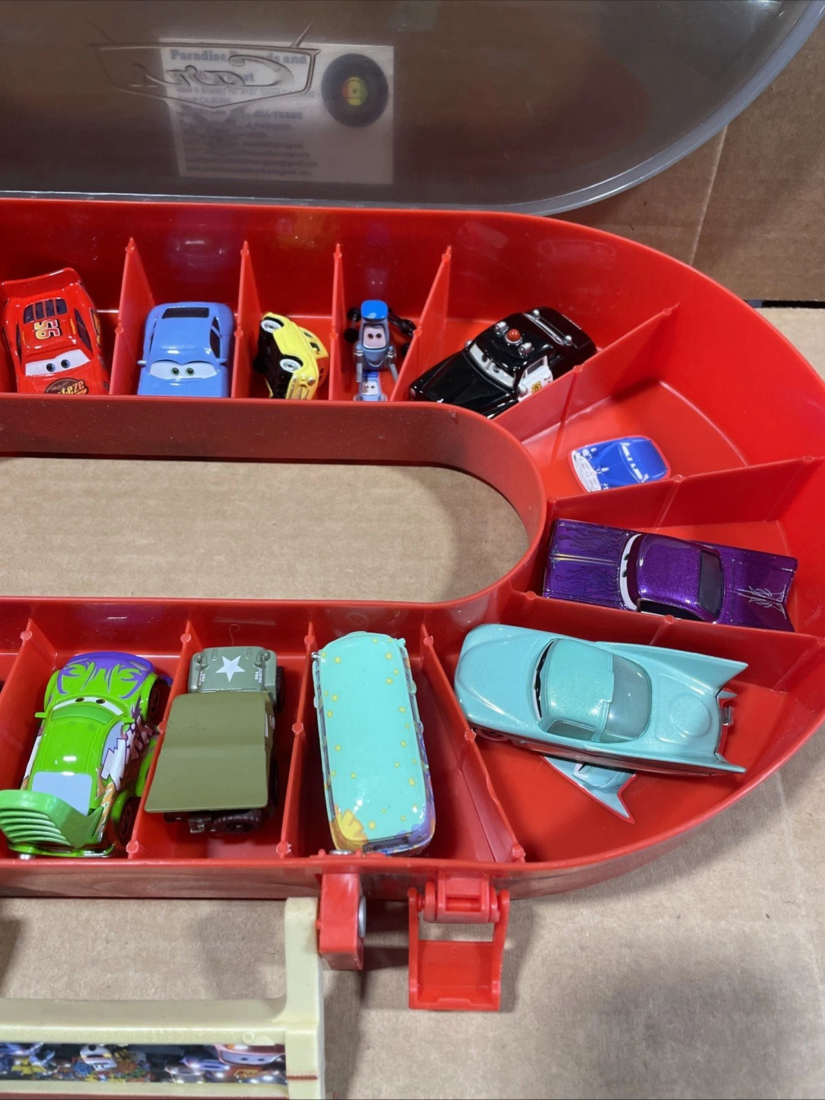 Disney Cars Race Case Track Carry Case Lot Of 15 Missing Doc Hudson Original Car