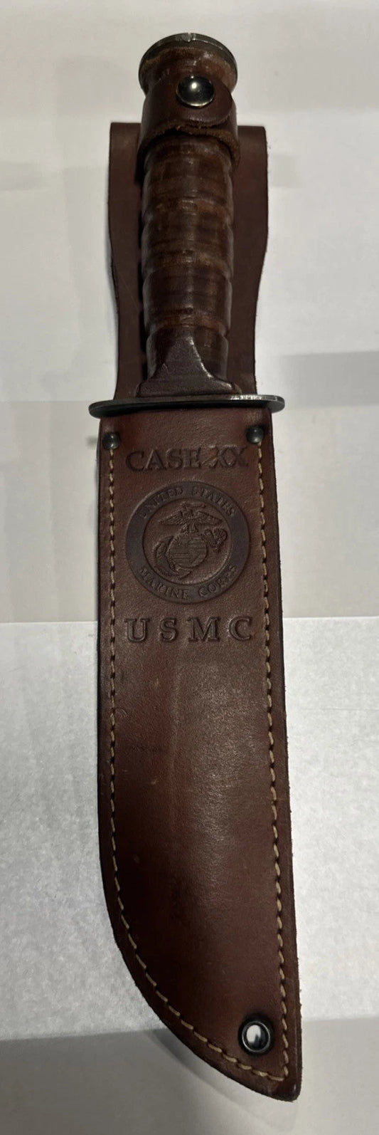 Case XX USMC Combat Knife & Leather Sheath US Marine Corps 1992 USA Fixed Blade