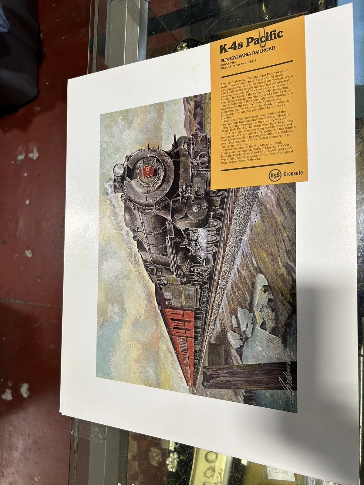 Vintage Lot of 6 USS Creosote Artist Locomotive Train Prints