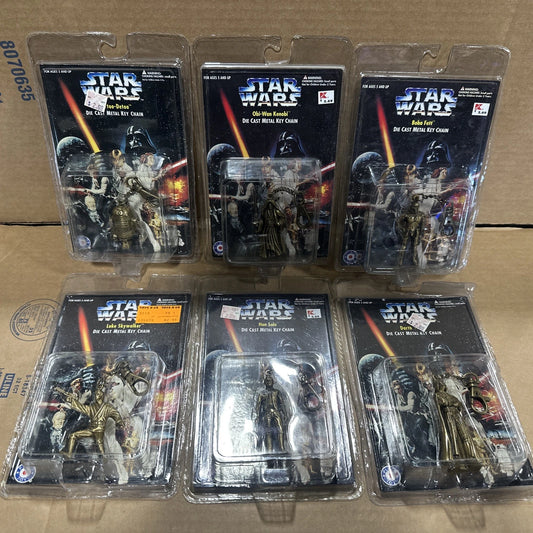 NIB Star Wars Die Cast 1996 Keychain Lot Of 6