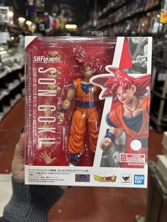 IN STOCK Bandai DBZ S.H.FIGUARTS SUPER SAIYAN GOD SON GOKU SAIYAN GOD OF VIRTUE