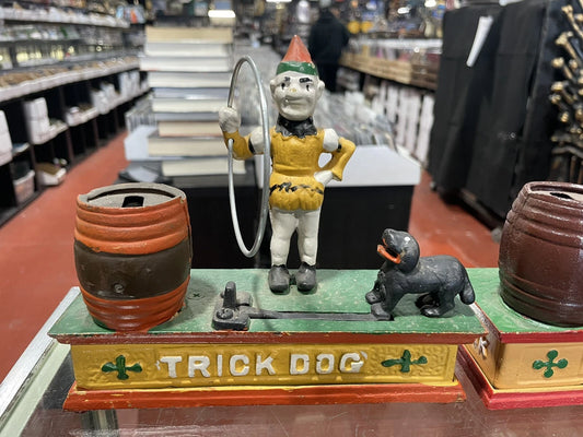 Original HUBLEY Mfg. Co. TRICK DOG Cast Iron Mechanical Bank