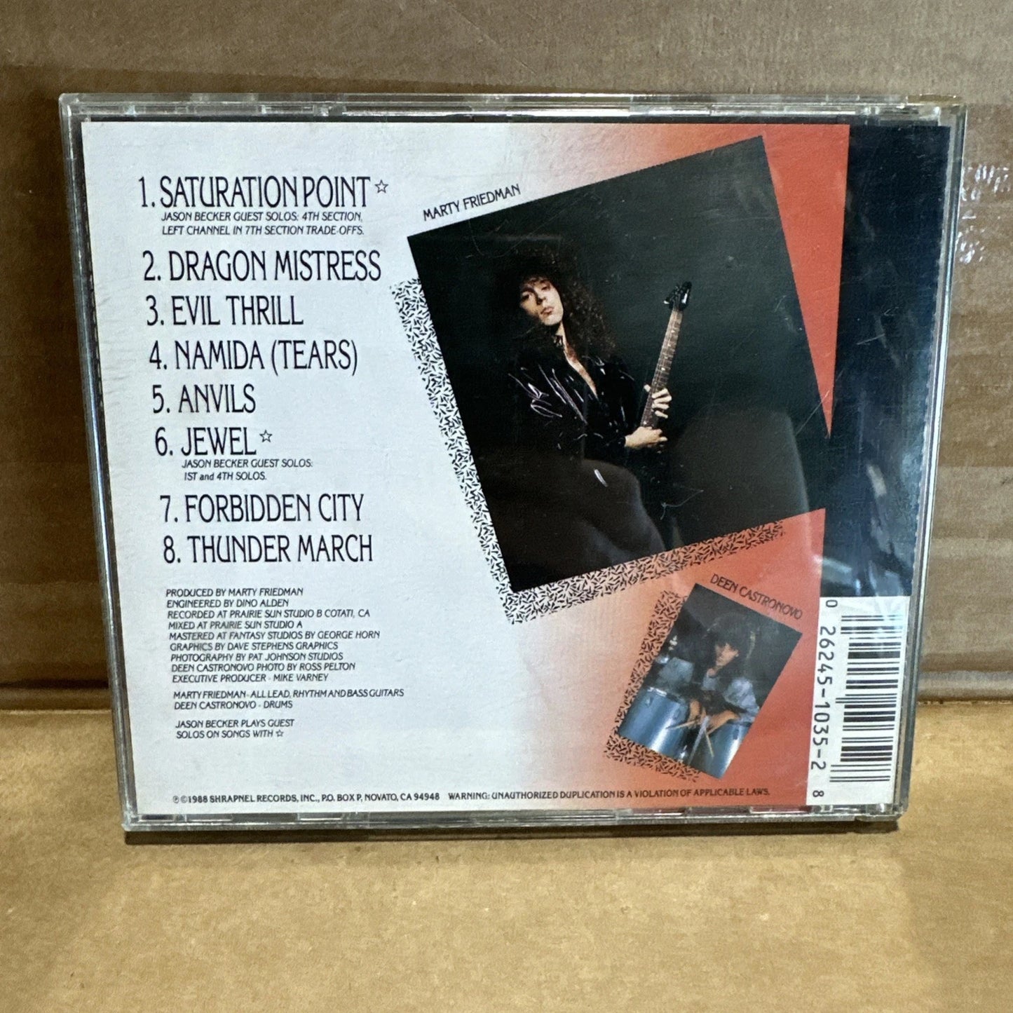 MARTY FRIEDMAN Dragon's Kiss CD Very Rare Original Shrapnel Instrumental Metal