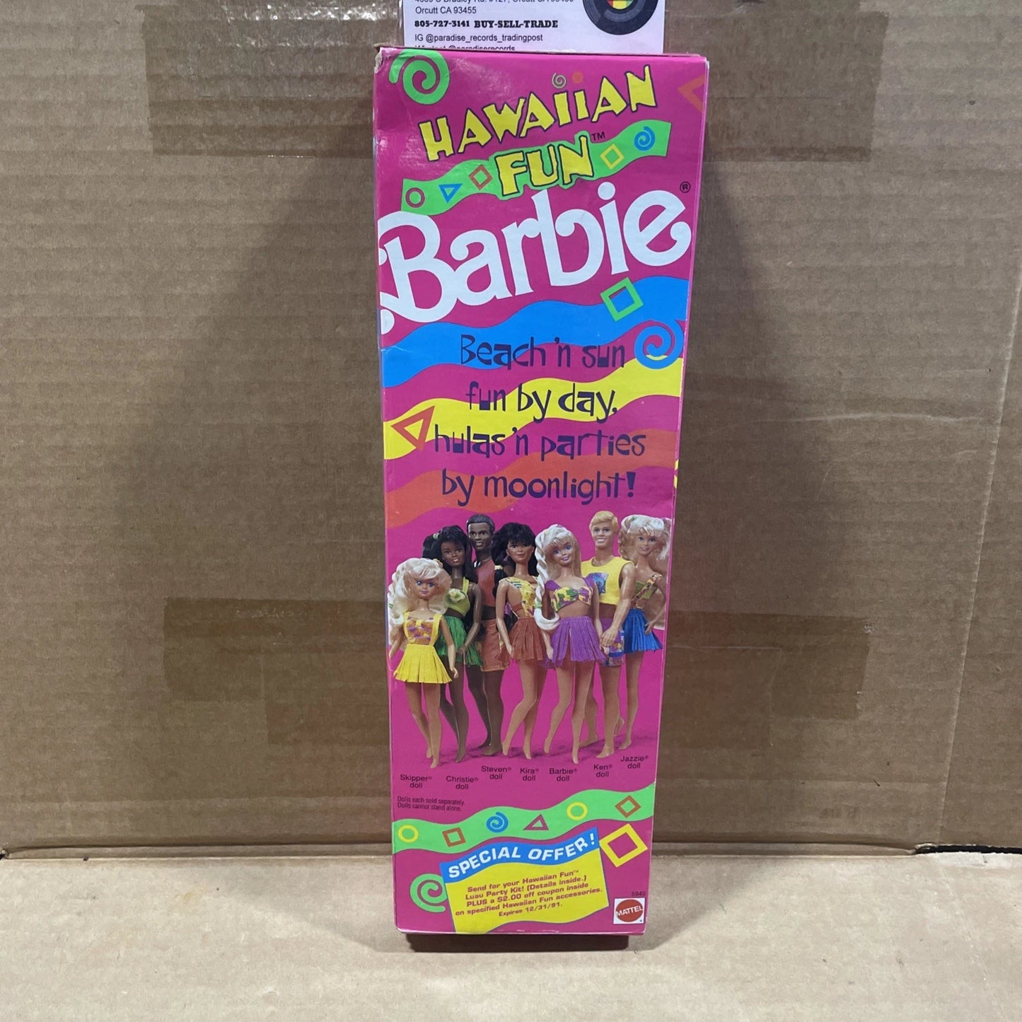 1990 Hawaiian Fun Barbie w/Hula Skirt & Pineapple Scent Bracelet New In Box HTF