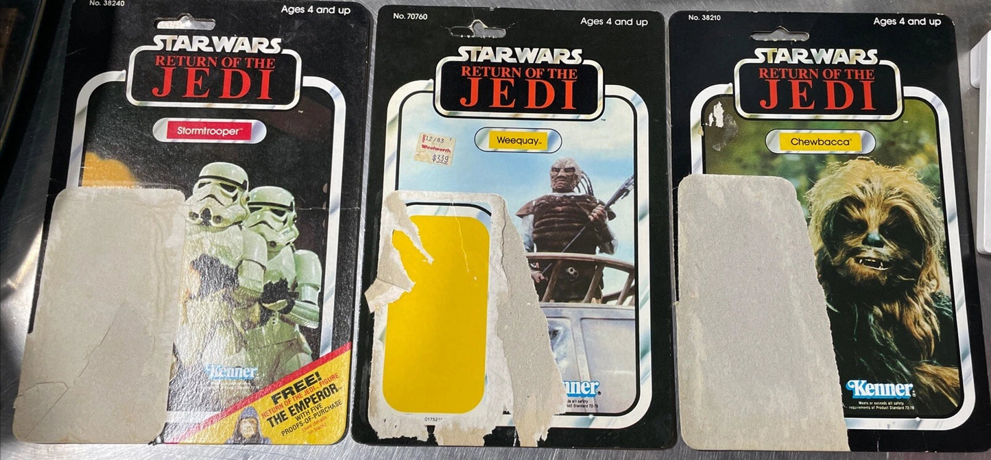 Star Wars Kenner Backing Card, Return of the Jedi, Empire Strikes Back 12 Pieces
