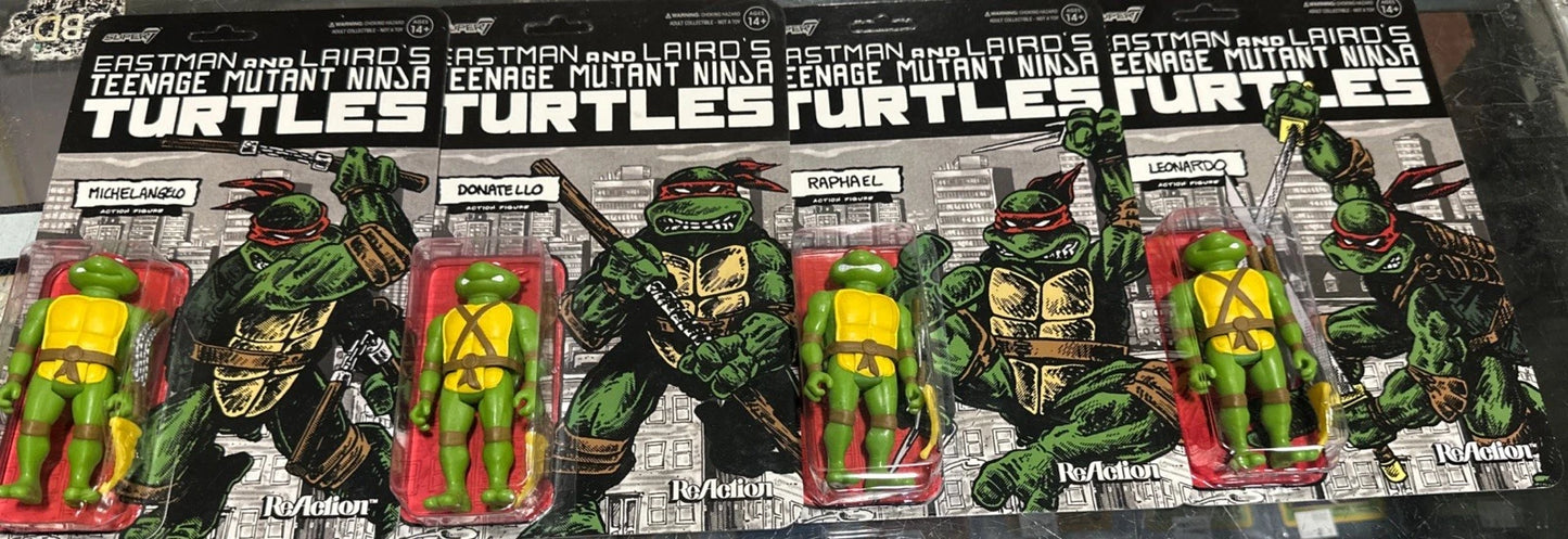 Reaction Super 7 Teenage Mutant Ninja Turtles TMNT Figure Set Eastman & Laird's