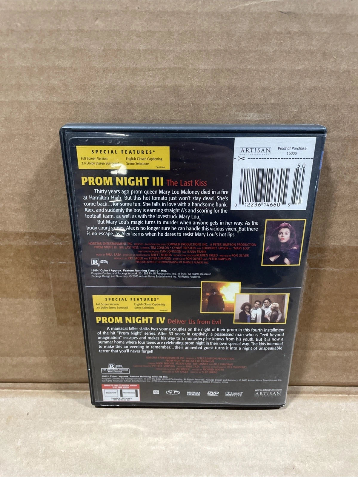 Prom Night 3 & 4 Double Feature 1989-92 (DVD Artisan 2003) Horror