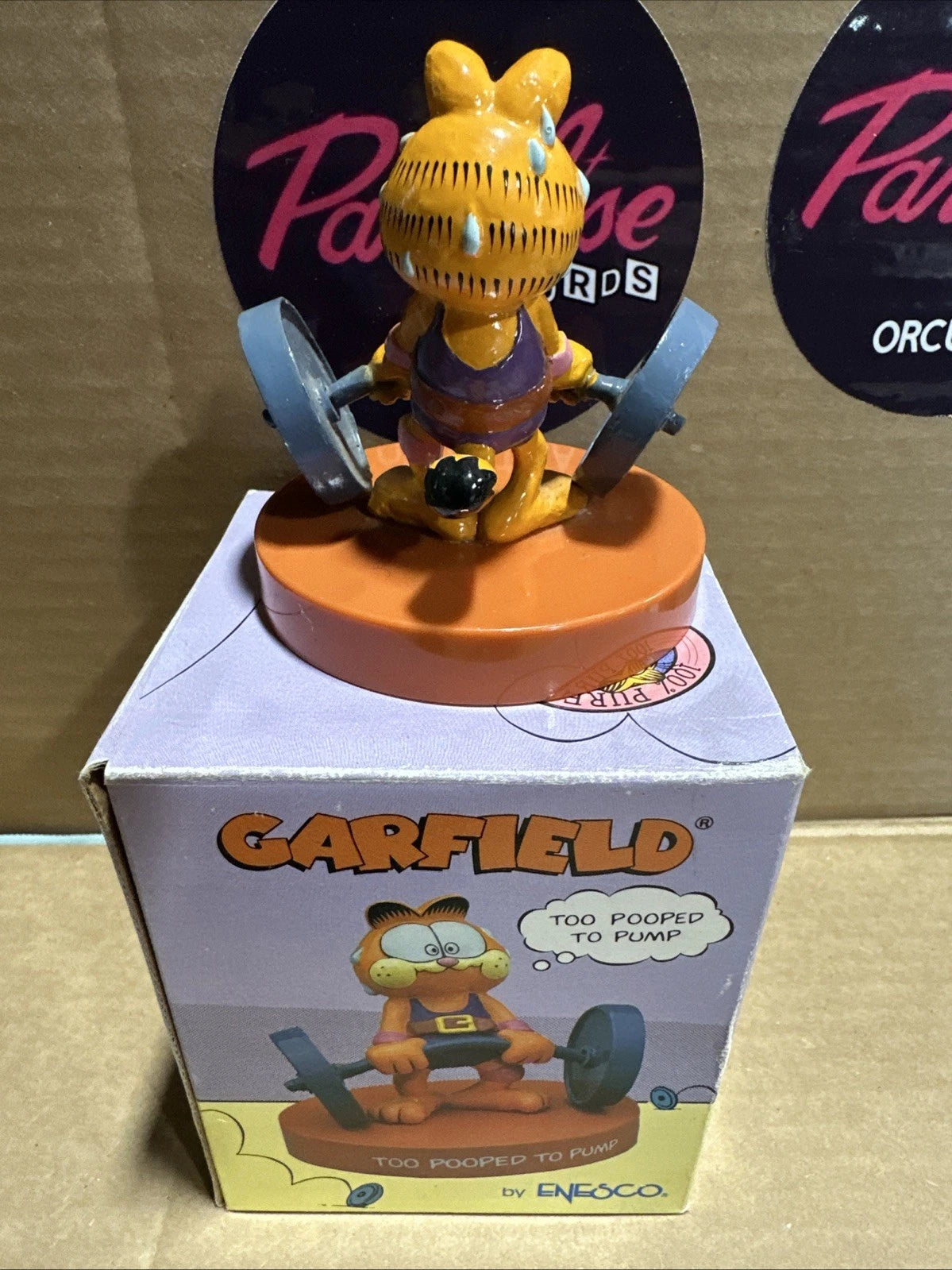 RARE Vintage 1978 “Pumpin Iron” Garfield Figurine Figire By ENESCO w/ Box