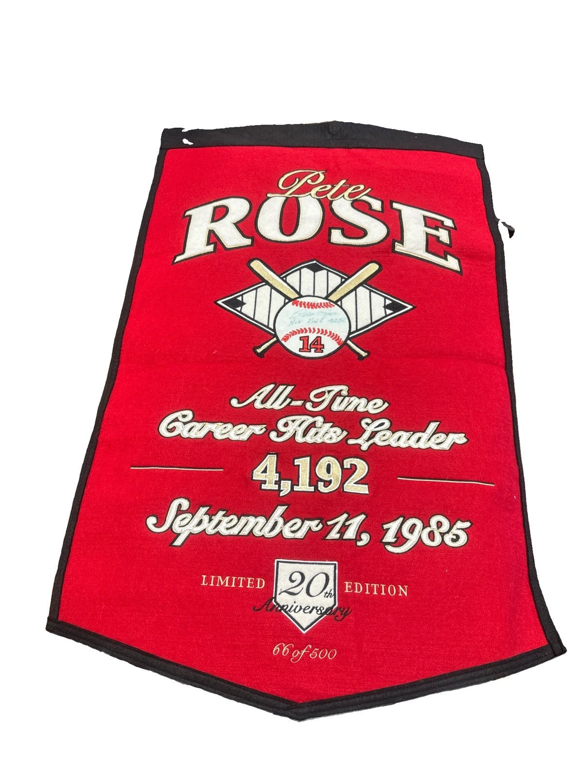Pete Rose Cincinnati Reds signed Career Hits Leader 4192 1985 20th Anniversary
