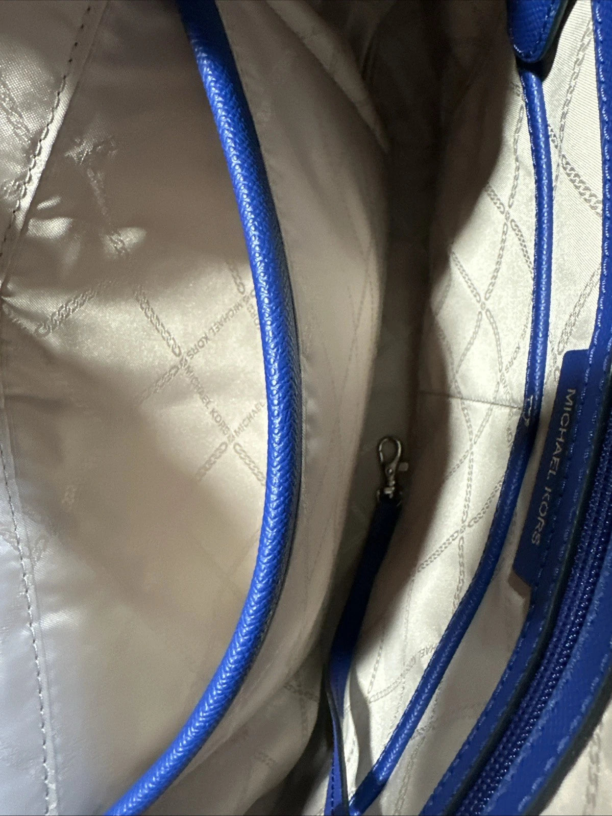 Michael Kors Jet Set Leather Tote Bag Blue With Blue Wristlet Vintage