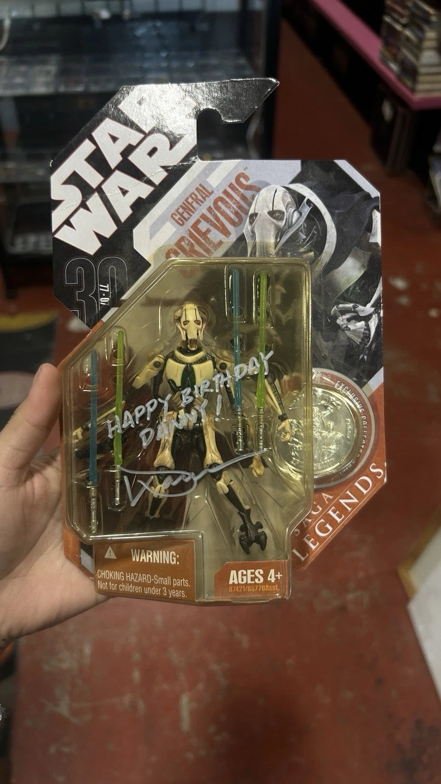 Star Wars 30th Anniversary General Grievous Saga Legends with Silver Coin Signed