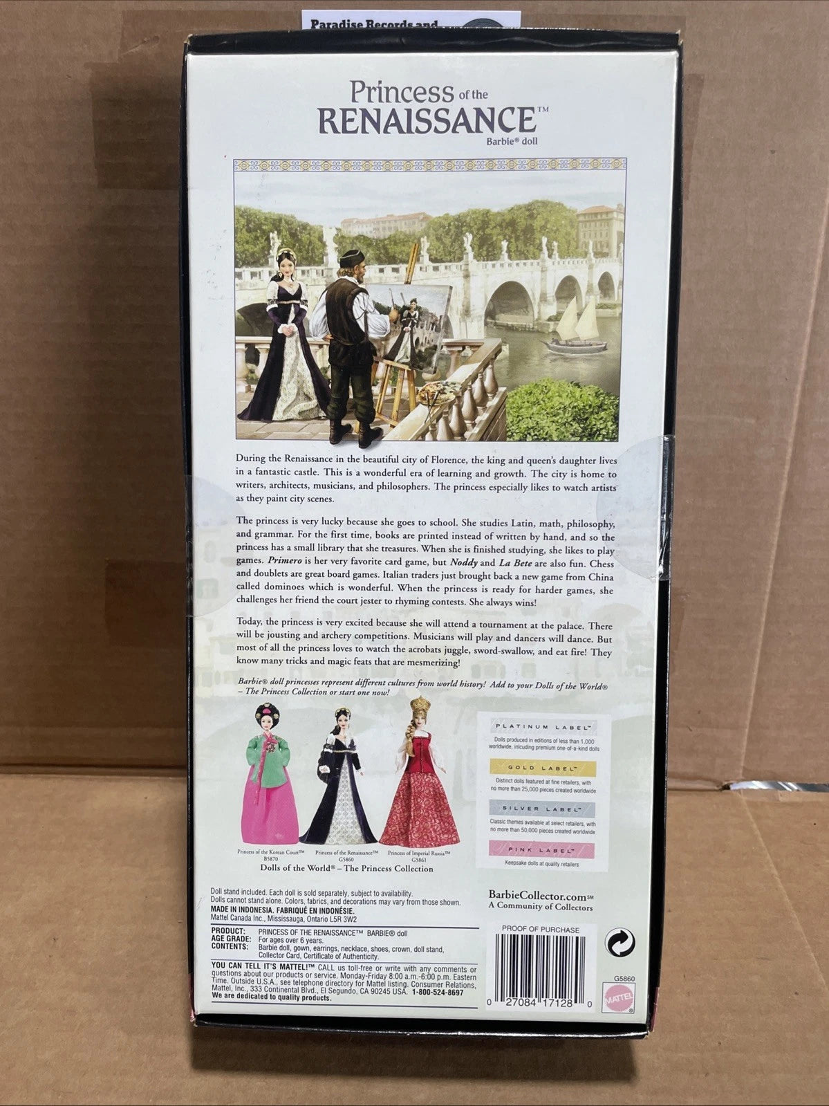 Mattel Barbie Dolls of the World 25th Anniversary Princess of the Renaissance