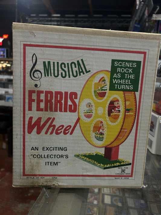 Vintage 1969 Japan paper & plastic Christmas Musical Ferris Wheel w/ Box #424
