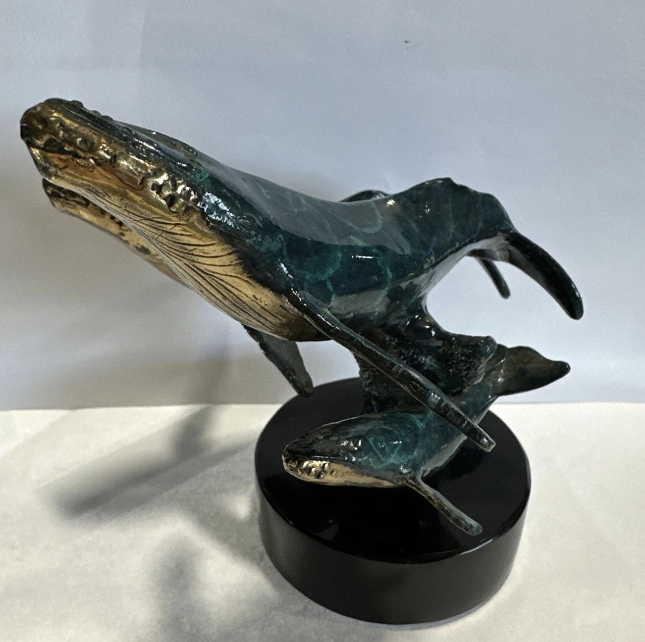 Christian R Lassen Artist Proof 153/300 Bronze Enamel Whale Sculpture