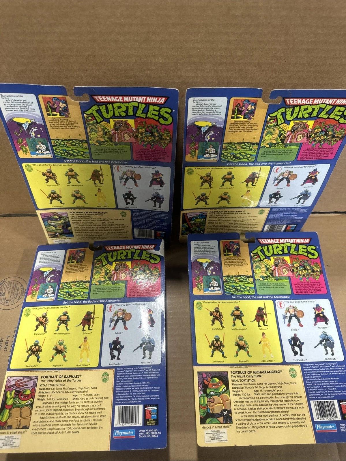 Lot of 4 1998 Playmates Teenage Mutant Ninja Turtles action figures TMNT sealed