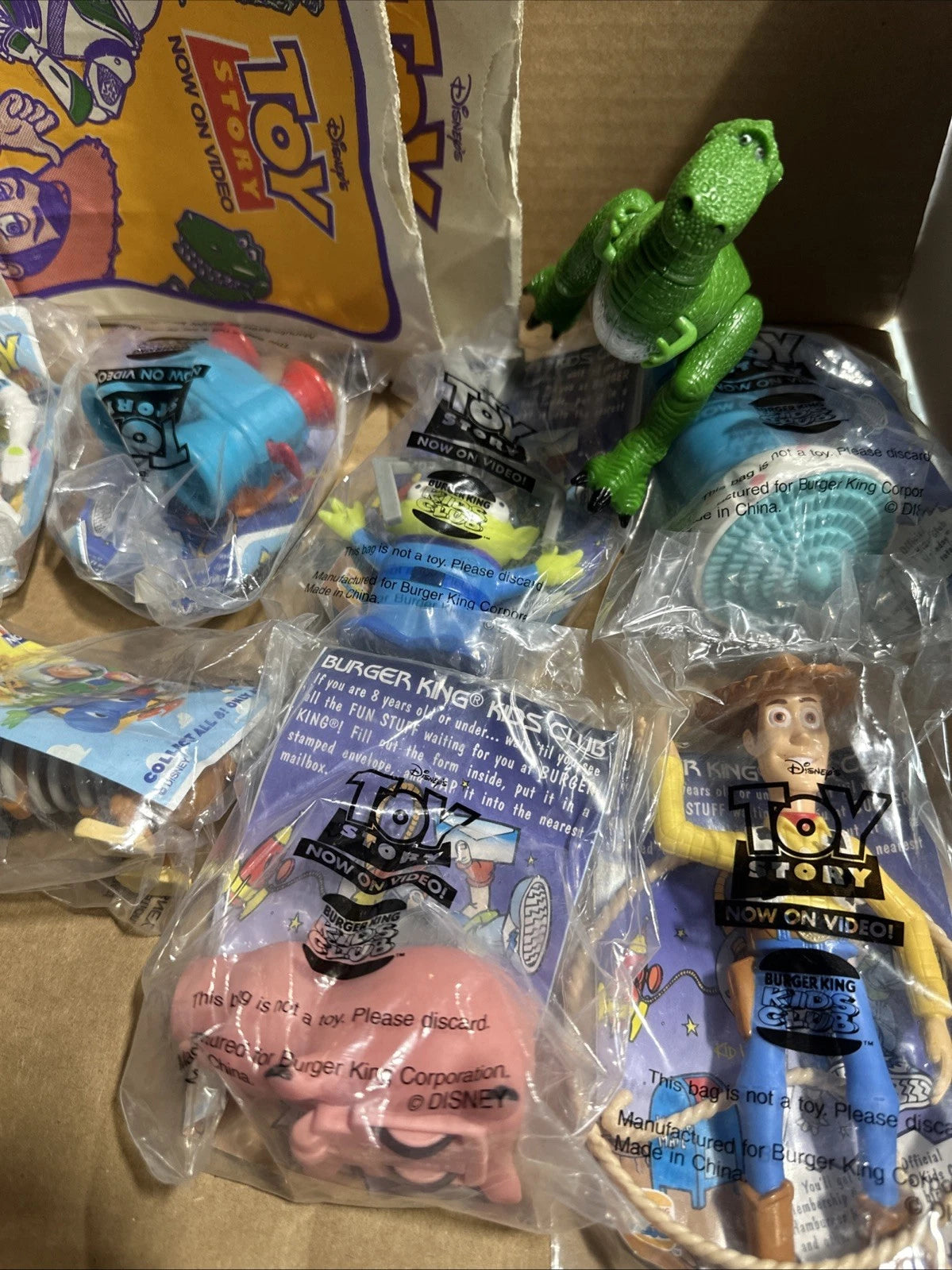 Vintage Disney Pixar Toy Lot - Large 11.5" Toy Story Tin w/ Various Collectibles