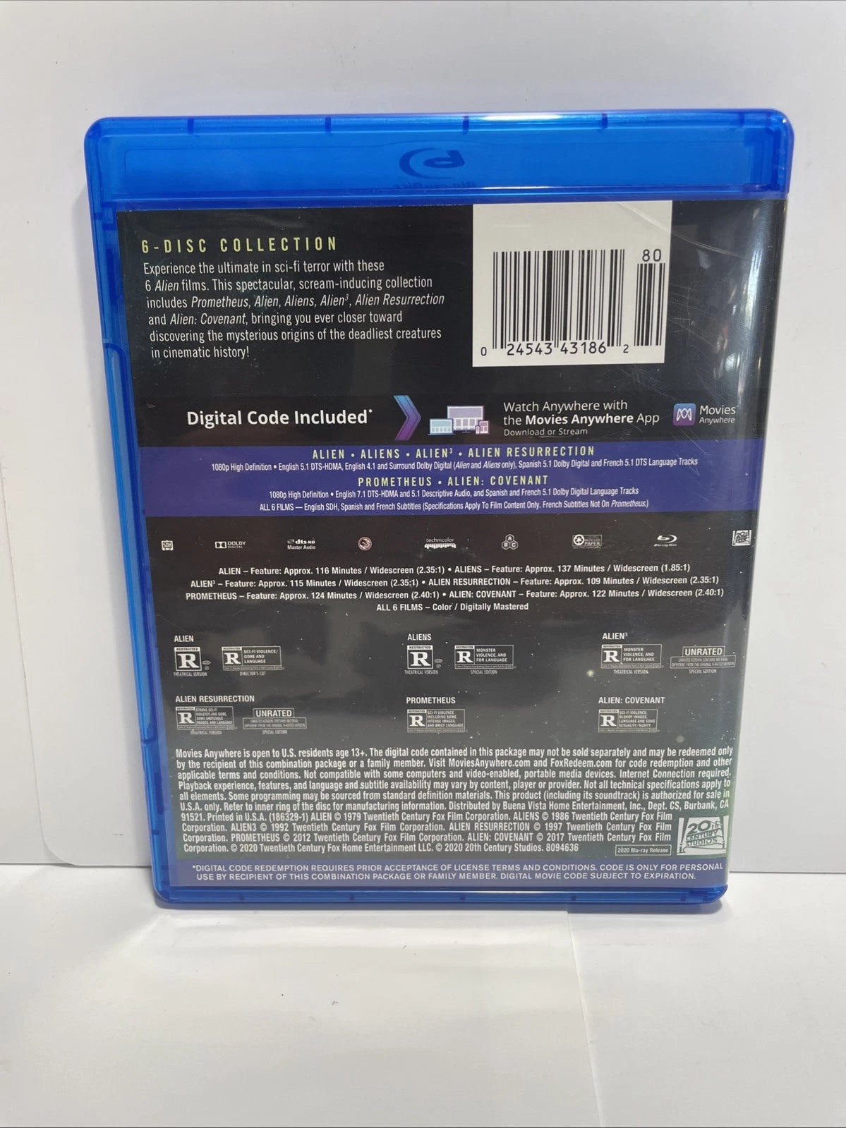 Alien: 6-Film Collection (Blu-ray, No Digital Copy) Multi Screen Edition