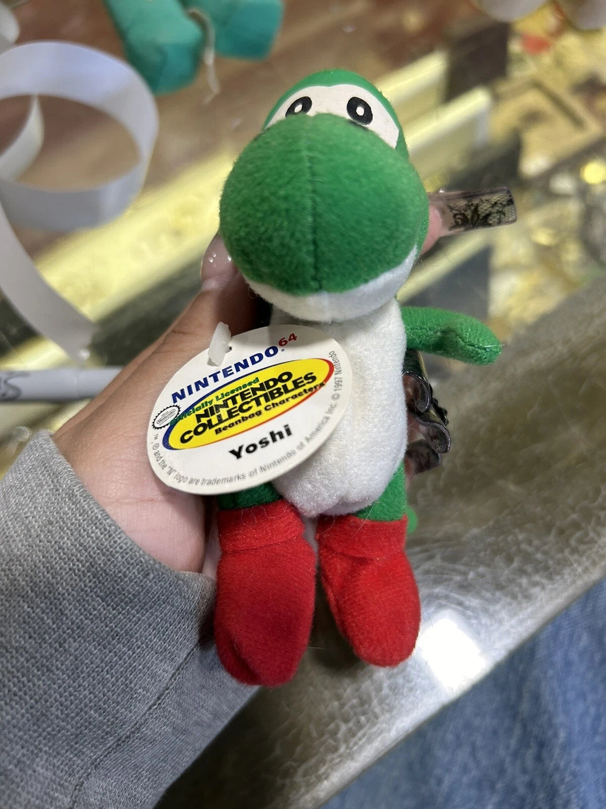 Vintage Nintendo 64 Yoshi N64 Super Mario Beanbag Plush Tags 1997 BD&A Rare 7.5"