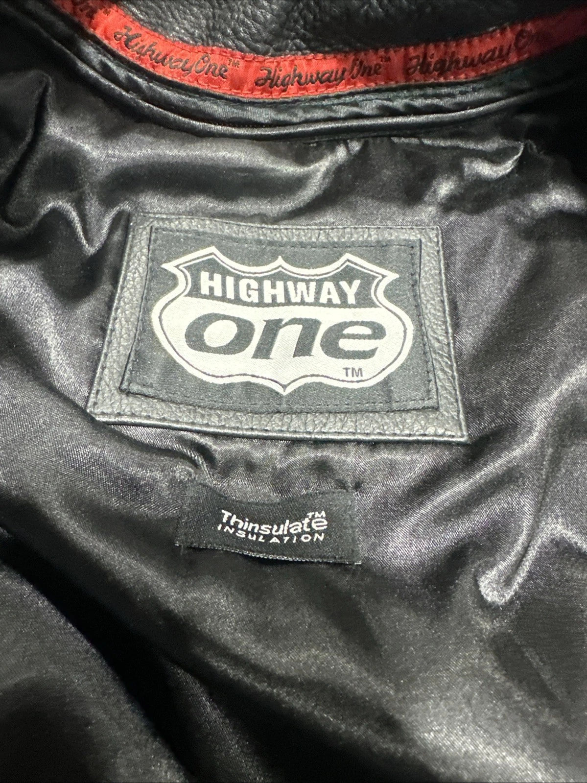 Highway One Leather Motorcycle Biker Jacket Black Mens Size Medium