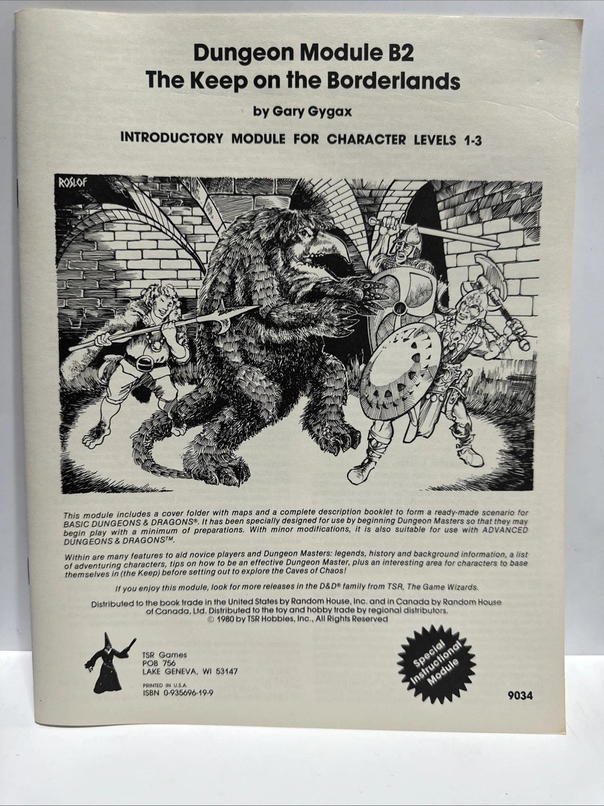 TSR 1001 Dungeons and Dragons Basic Set (3rd Ed. 1979) Module B2 Uncut Chits VG+