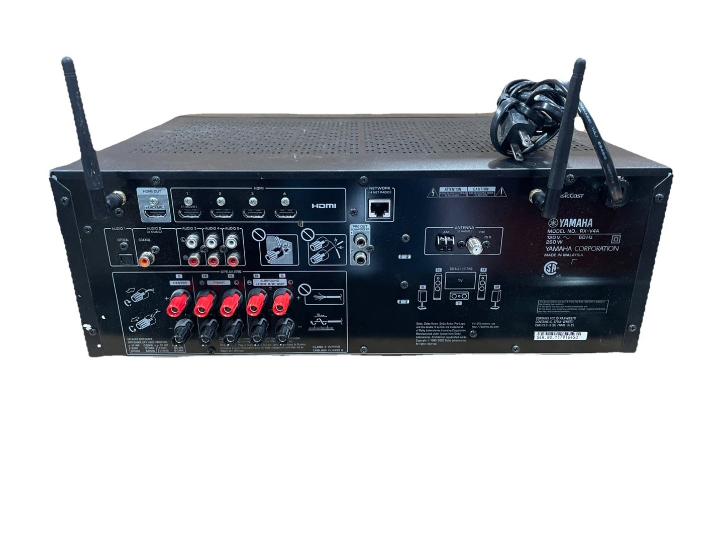 Yamaha RX-V4A 5.2 Channel AV Receiver Bluetooth MusicCast HDMI 4K – Excellent