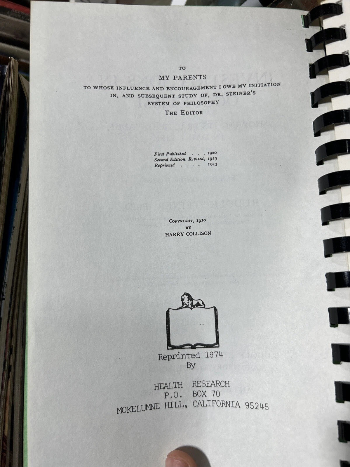 Investigations In Occult Studies Based Upon Lectures By Rudolf Steiner