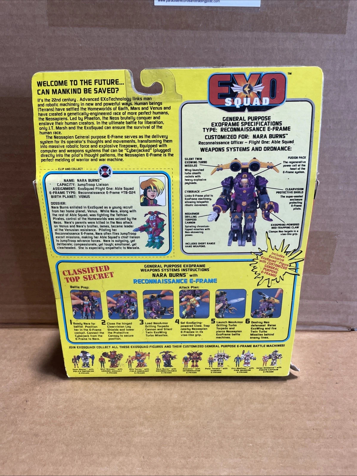 1995 Playmates Exo Squad Nara Burns Reconnaissance E-Frame In Box Sealed