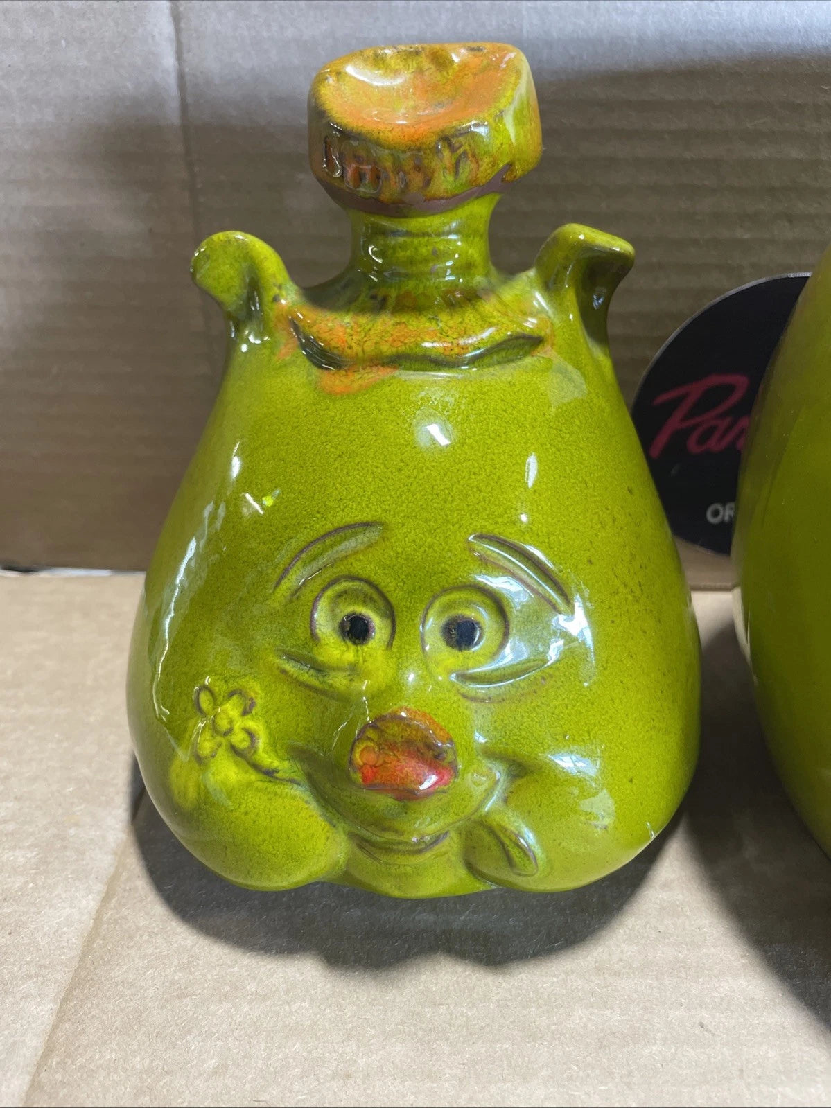 Pacific Stoneware 1968 Flower The Pig Cookie Jar Green Rare Vintage