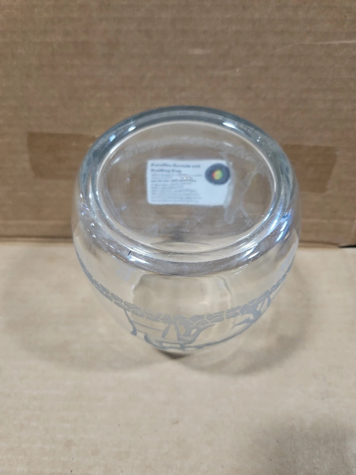 HEISEY Etched Glass Jar Rare Vintage 7 1/2 X 6 Inch Glass