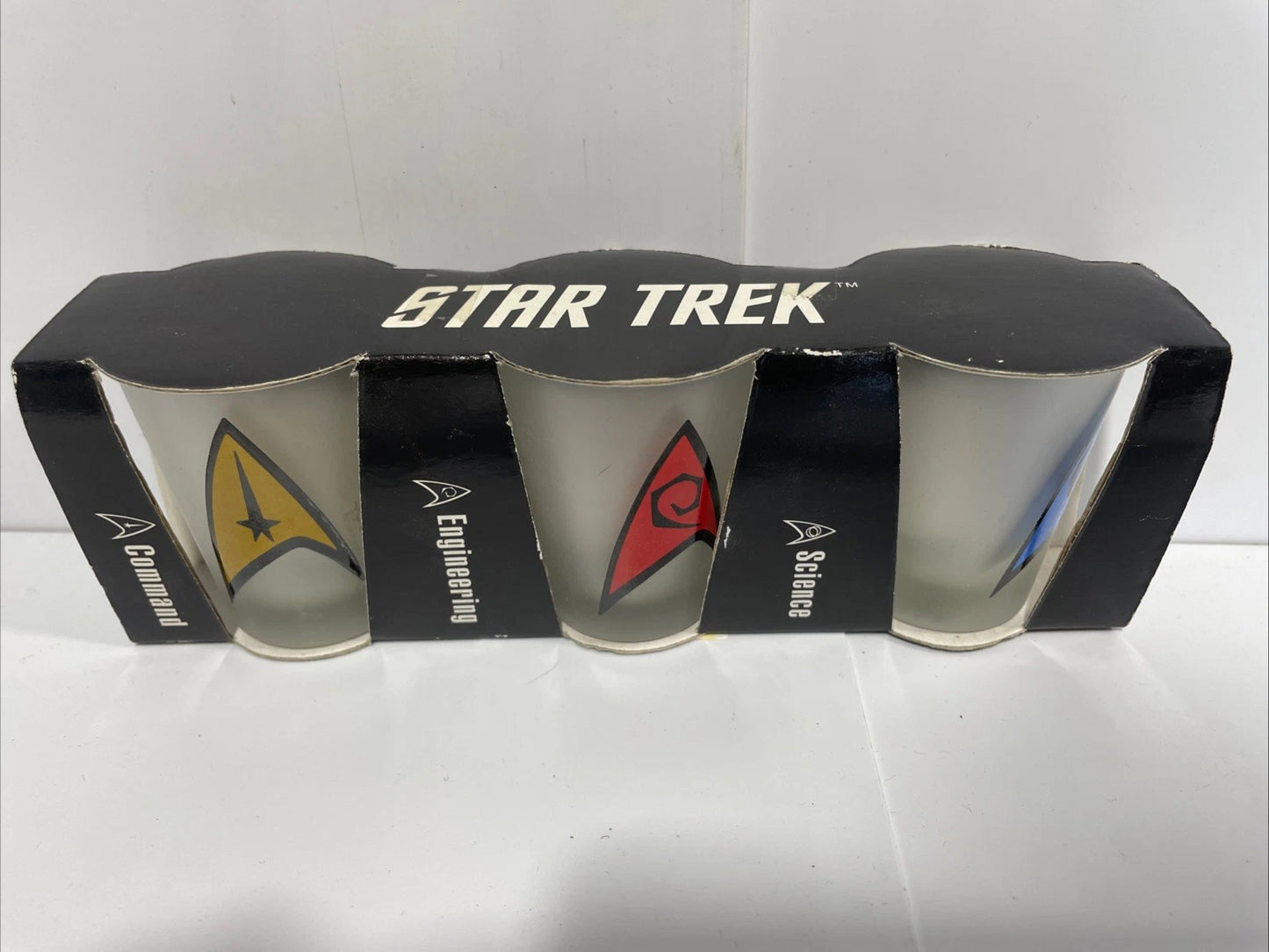 STAR TREK Shot Glasses (Set Of 3) The Experience '2003' Frosted NEW
