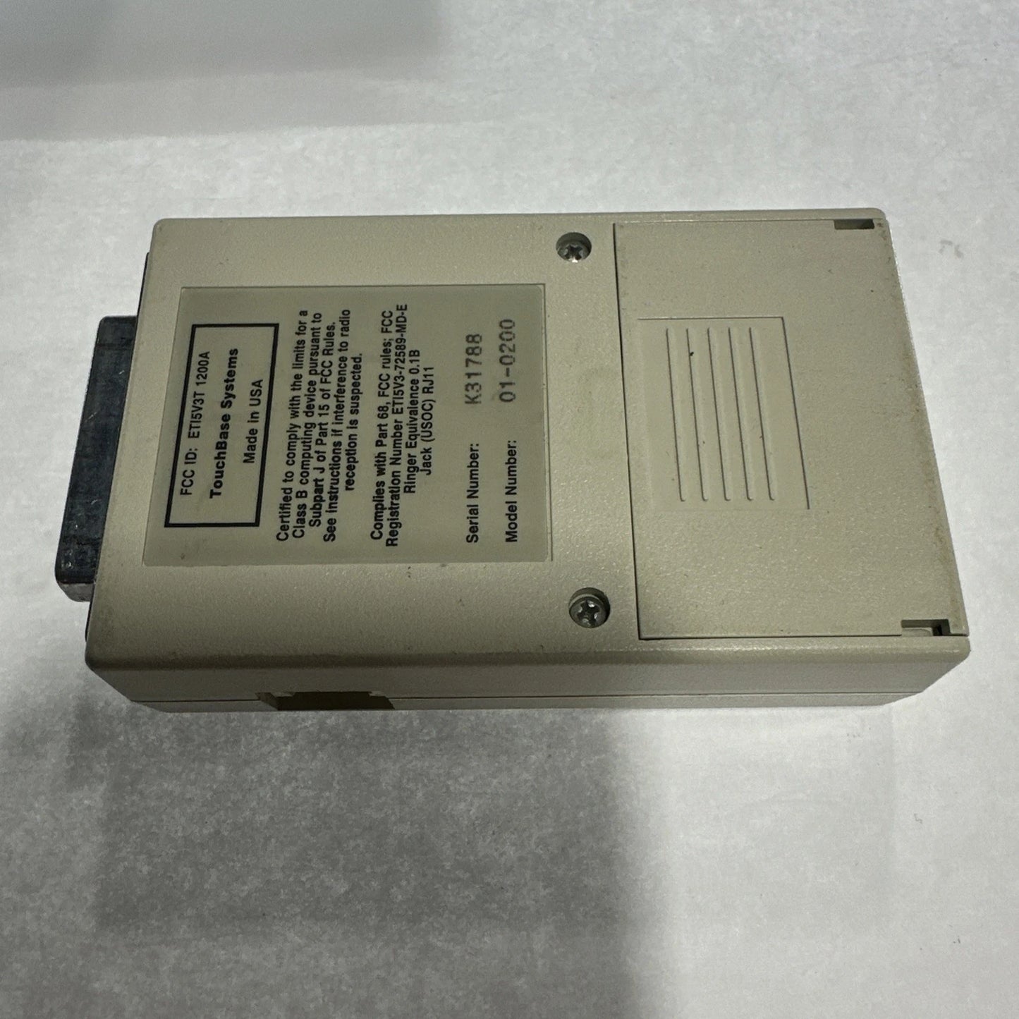 Touchbase Systems 2400 Baud Worlport Portable Modem 01-0200