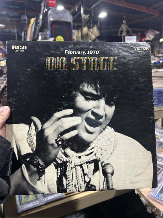 ELVIS PRESLEY LP LSP-4362 ON STAGE 1970 SHRINK RARE ORANGE LBL RIGID VINYL vg