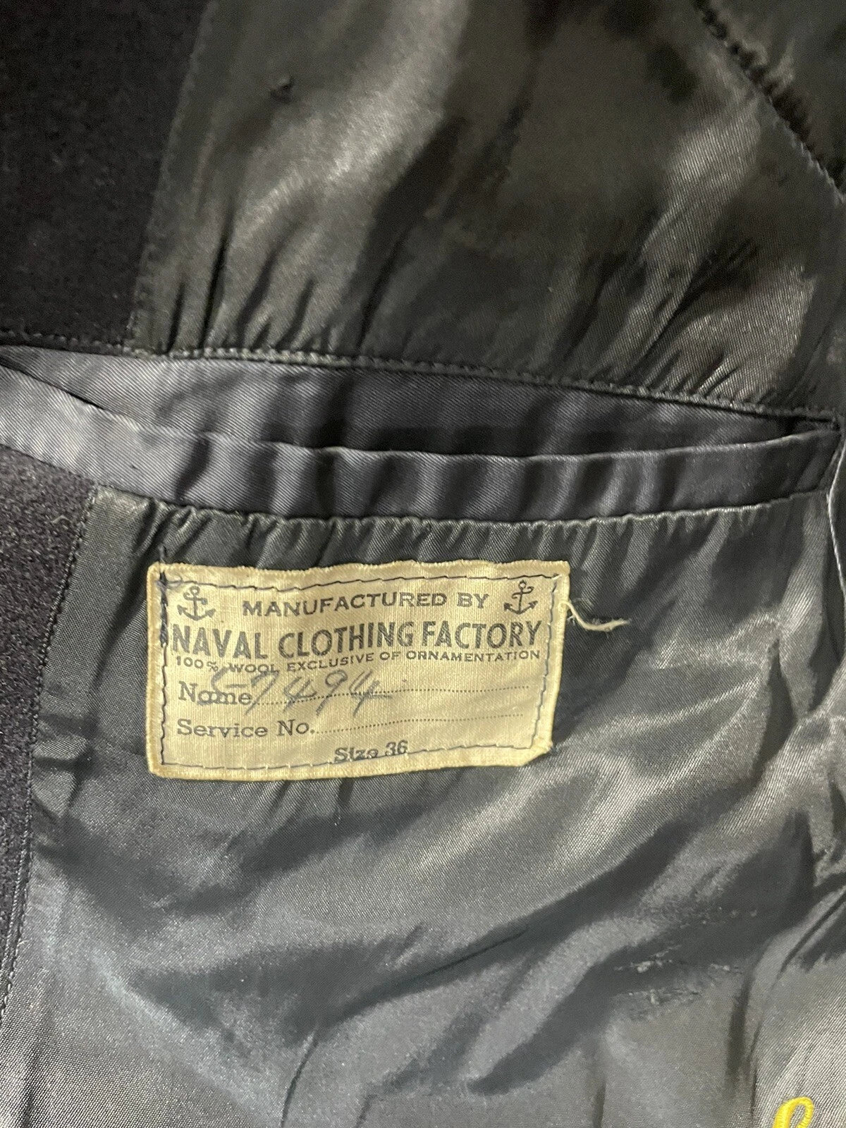 US NAVAL CLOTHING FACTORY Mens Military Coat Size 36