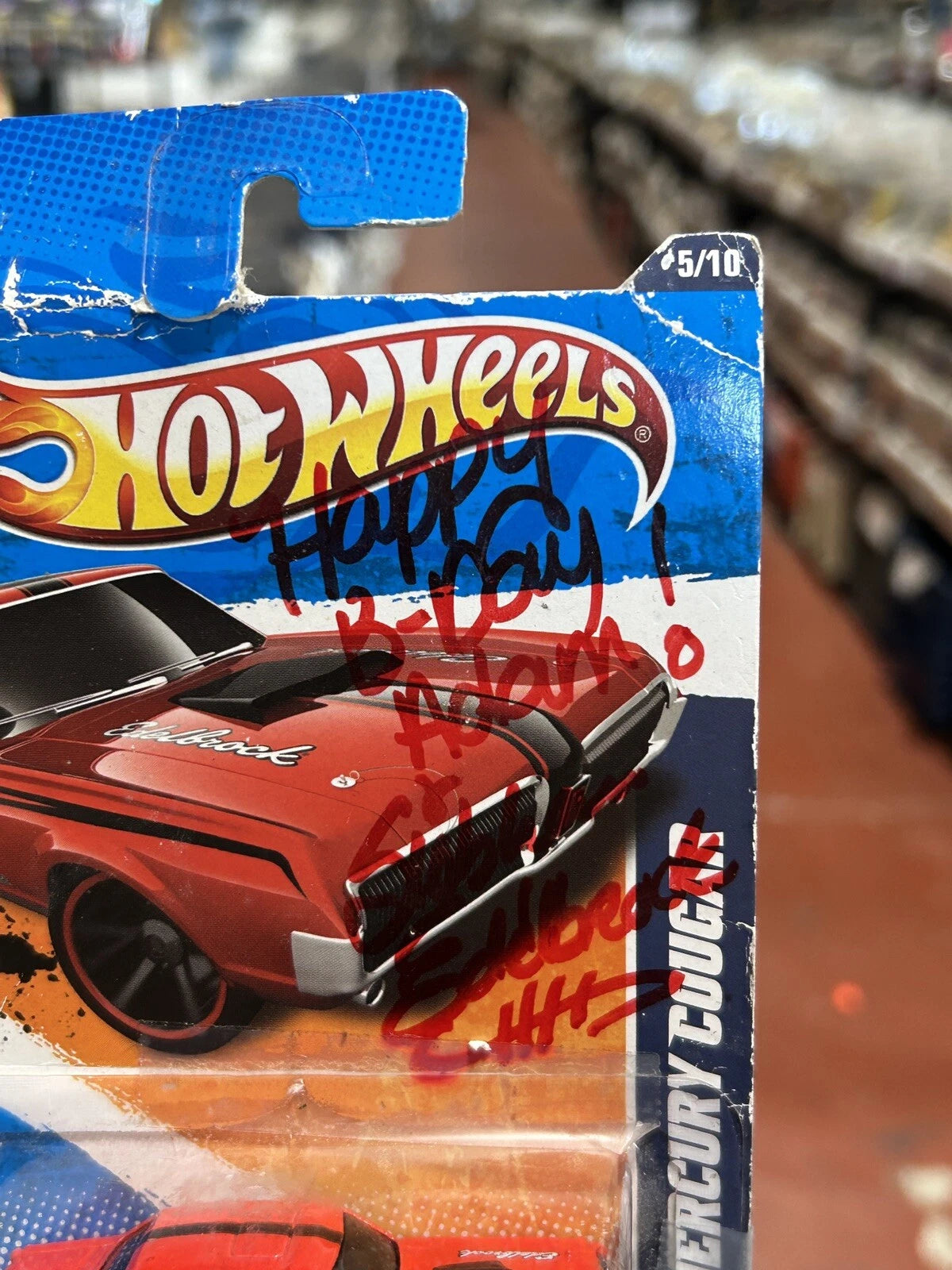 Hot Wheels Edelbrock Signed Card 68 Mercury Cougar