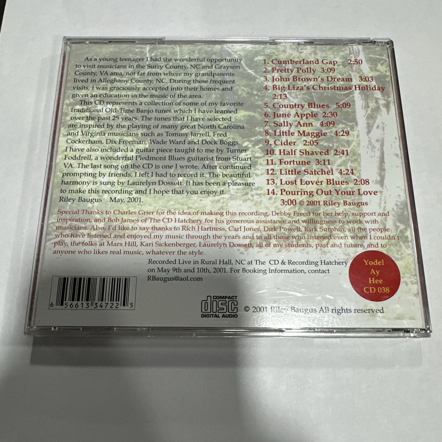 RILEY BAUGUS Life of Riley 2001 CD Clawhammer Banjo SURRY CO. NC Disc SIGNED