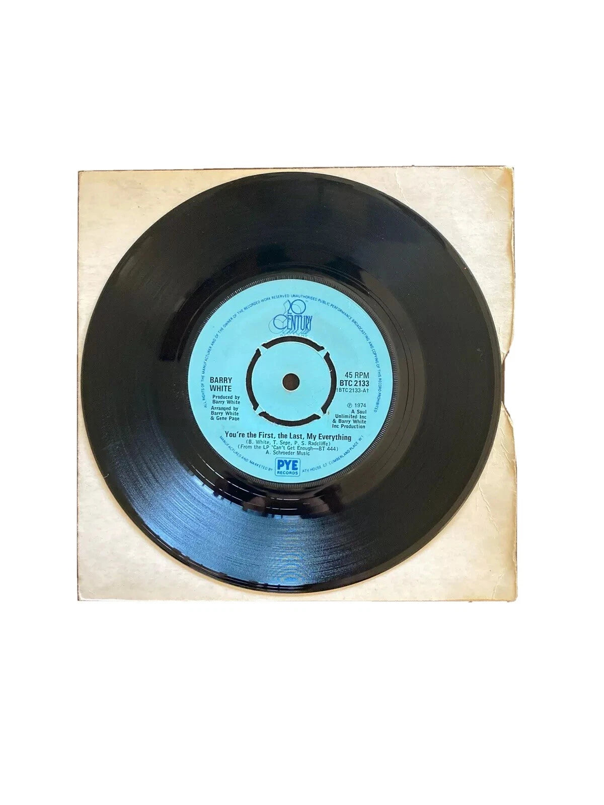 Barry White - You’re My First My Last My Everything 7” Vinyl BTC 2133 (1974)