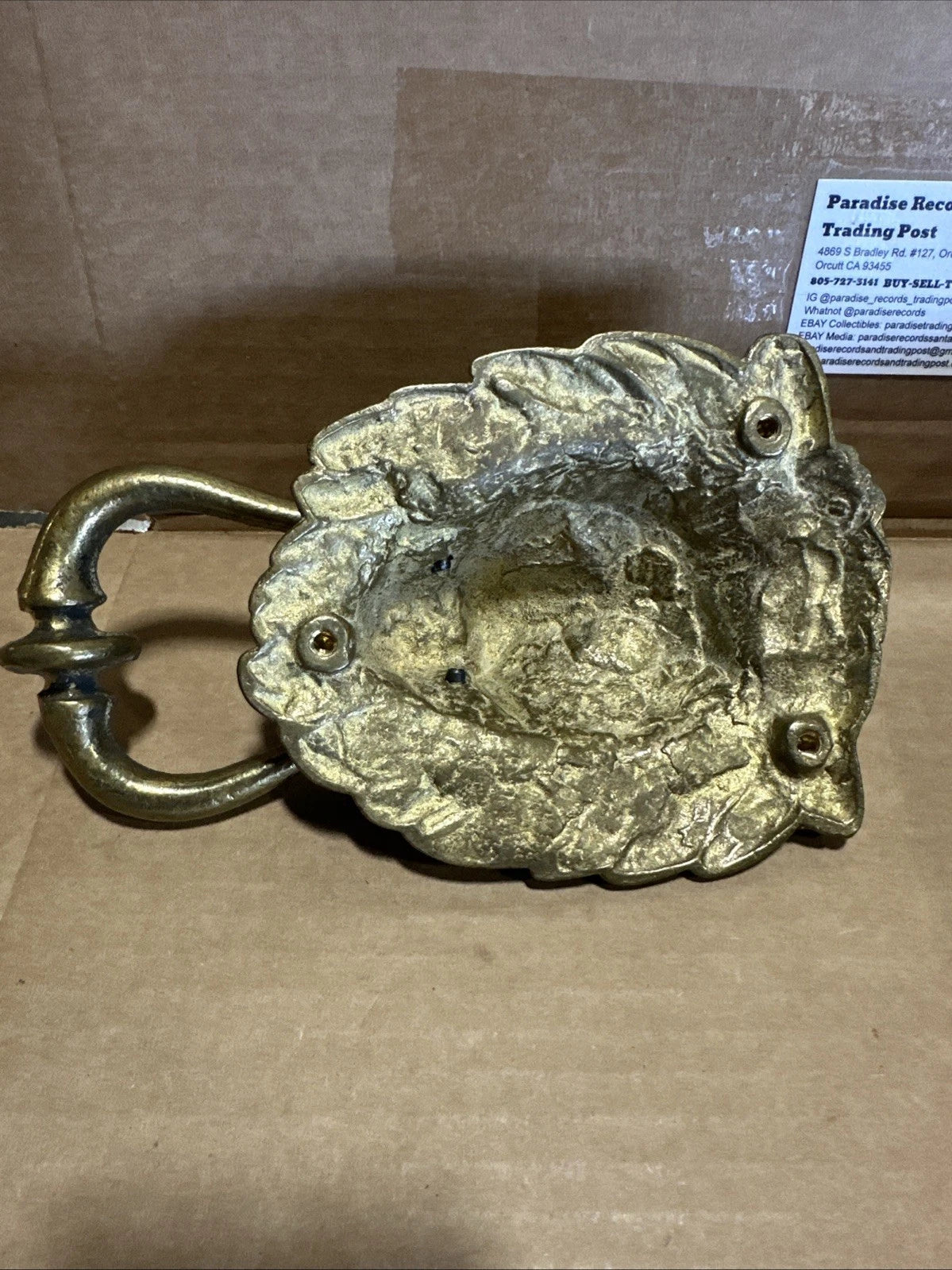 Vtg DOOR KNOCKER CAST SOLID BRASS REGAL LION'S HEAD