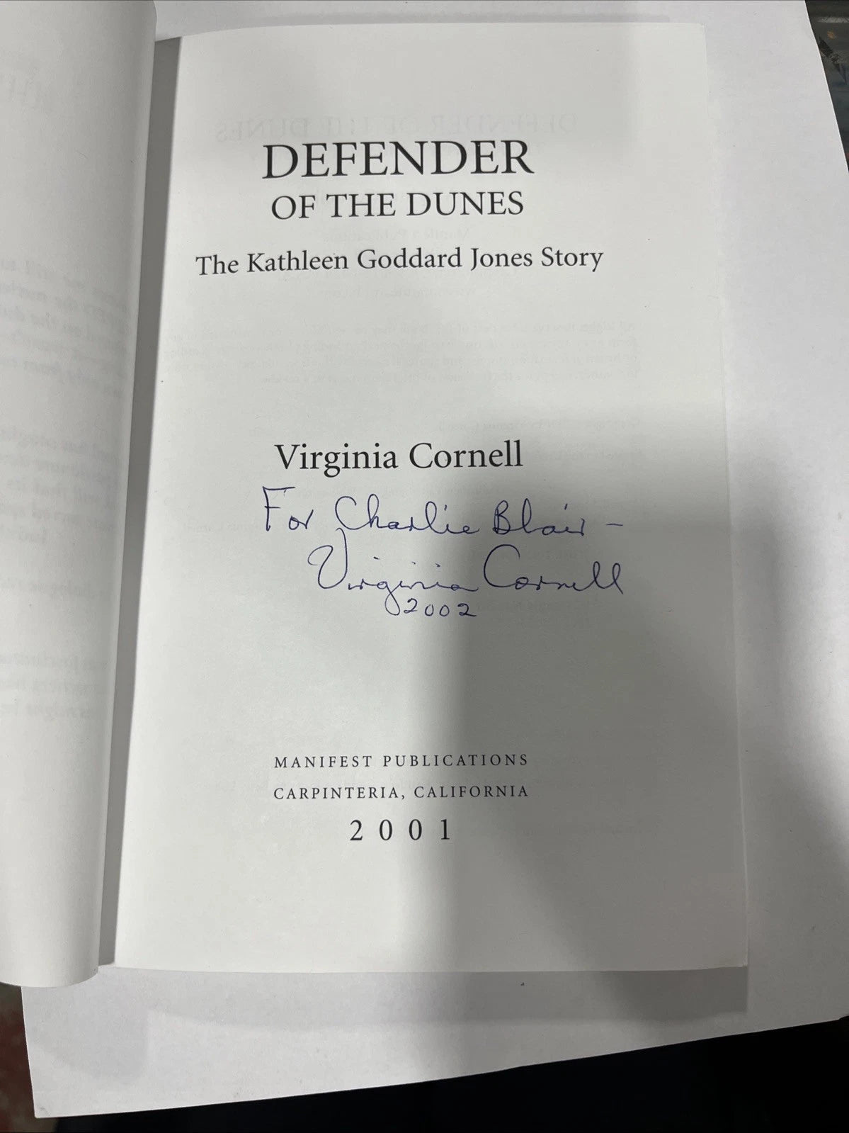 Defender of the Dunes by Virginia Cornell. SIGNED BY AUTHOR.