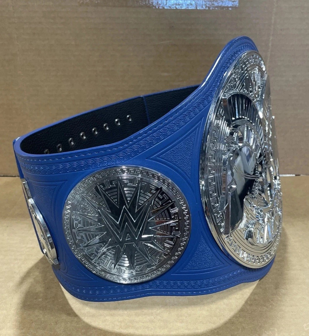 WWE Mens Smackdown Tag Team Championship Commemorative Belt Blue Leather Strap