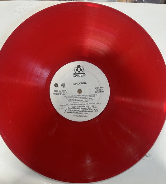 Madonna Fever US Promo 12 Red single missing one Vinyl PRO-A-6074 1993 Rare!