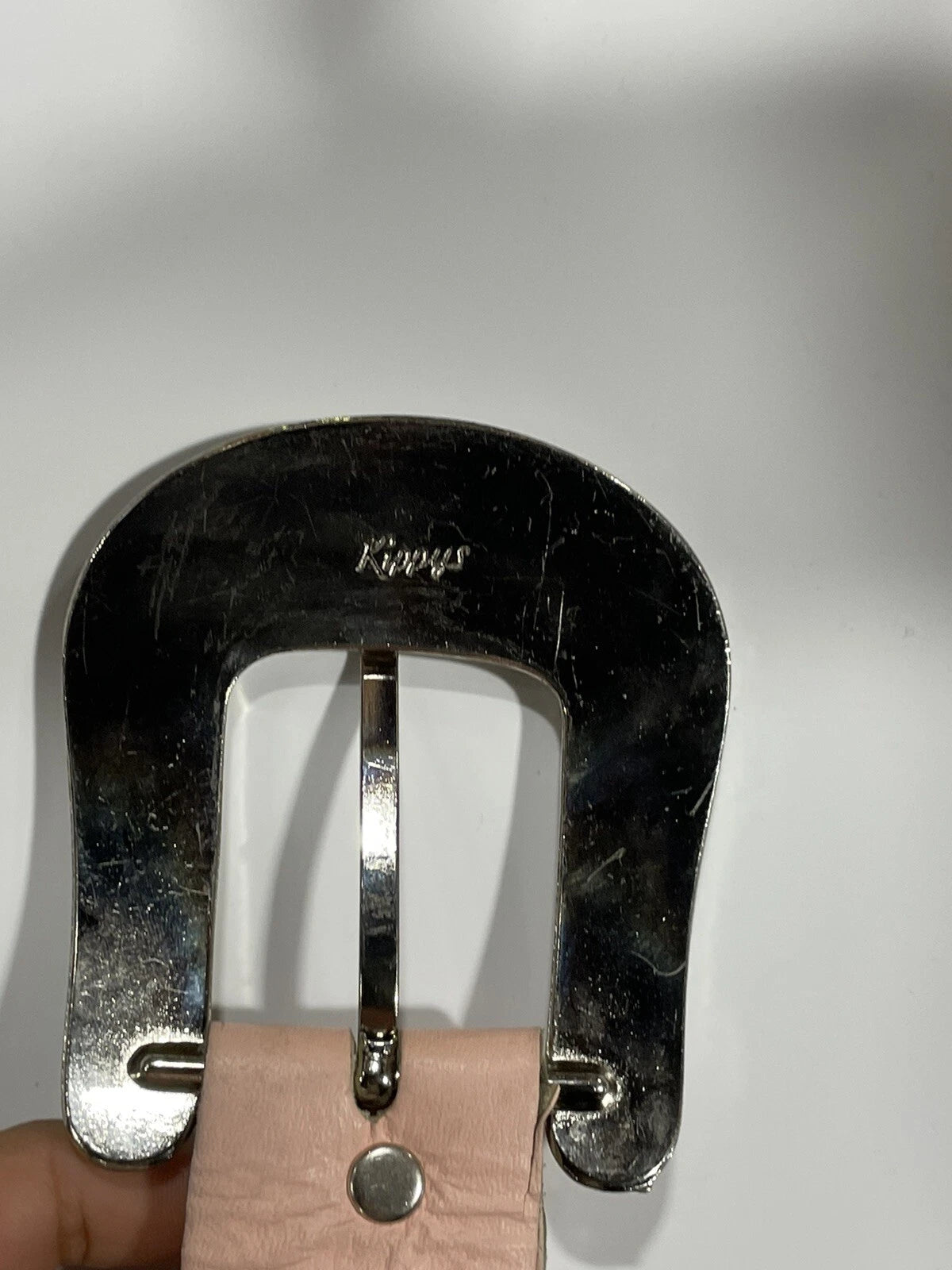 Kippys Belt Baby Pink Leather With Pink Crystals Silver Buckle And Trim