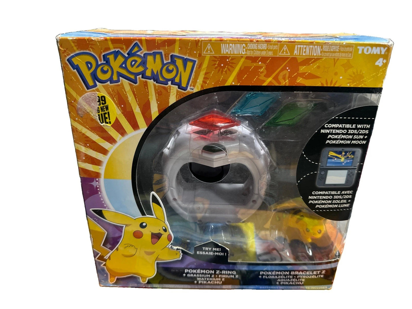 Pokemon Z-Ring Crystal Bracelet Set Pikachu Figure Nintendo DS Sun+Moon Tomy