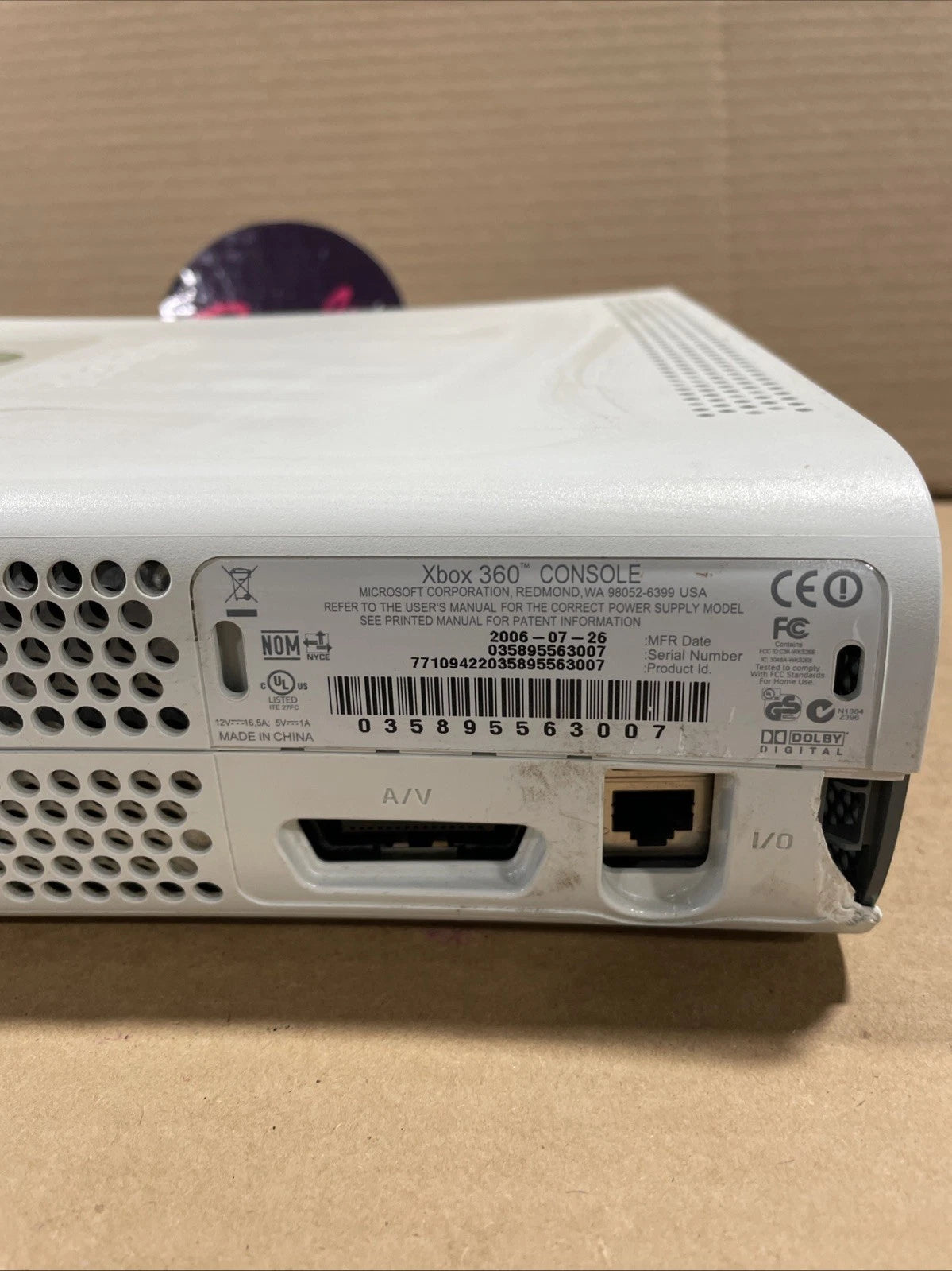 Microsoft Xbox 360 White Console Only For Parts As Is Repair Or Not Working