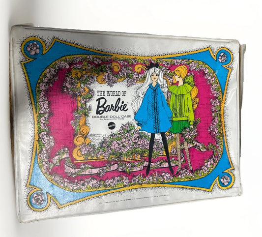 The item is a vintage 1968 Mattel "The World of Barbie" Double Doll Case.